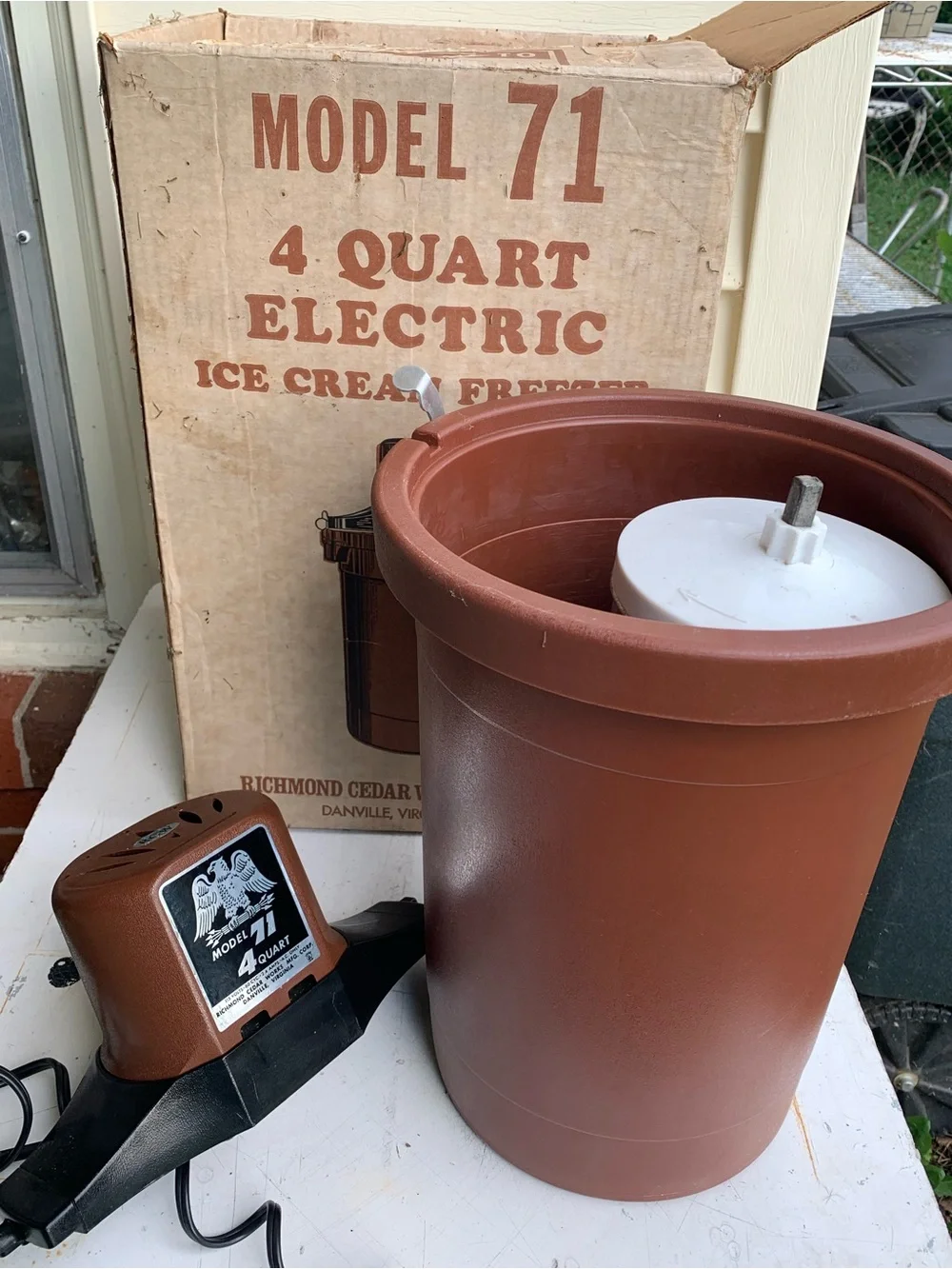 Vintage Richmond Cedar Model 71 Ice Cream Maker 4QT Canister Dasher Paddle Parts